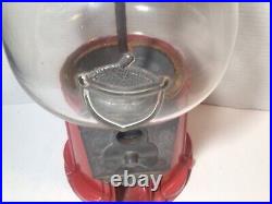 Vintage Red Acorn Embossed 3D Glass Globe Gumball Candy Vending Gum Machine