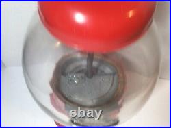 Vintage Red Acorn Embossed 3D Glass Globe Gumball Candy Vending Gum Machine