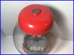 Vintage Red Acorn Embossed 3D Glass Globe Gumball Candy Vending Gum Machine