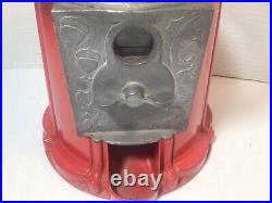 Vintage Red Acorn Embossed 3D Glass Globe Gumball Candy Vending Gum Machine