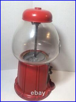 Vintage Red Acorn Embossed 3D Glass Globe Gumball Candy Vending Gum Machine