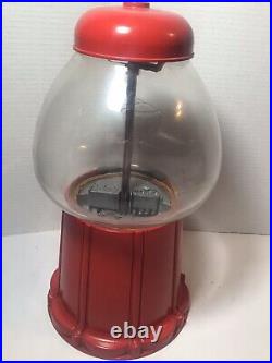 Vintage Red Acorn Embossed 3D Glass Globe Gumball Candy Vending Gum Machine