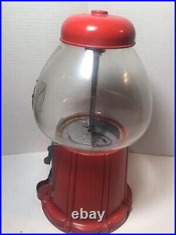 Vintage Red Acorn Embossed 3D Glass Globe Gumball Candy Vending Gum Machine