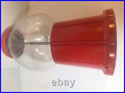 Vintage Red Acorn Embossed 3D Glass Globe Gumball Candy Vending Gum Machine