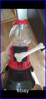 Vintage Red Black Dog Treat Food Dispenser Bone Handle Vending Machine