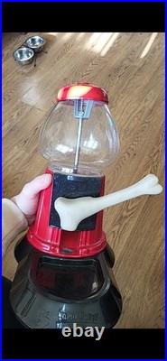 Vintage Red Black Dog Treat Food Dispenser Bone Handle Vending Machine