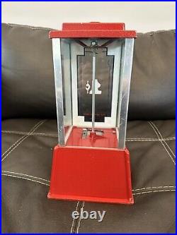 Vintage Red Dean Penny Arcade Products Co. 1 Cent Gumball Machine No Key Needed