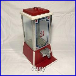 Vintage Red Dean Penny Arcade Products Co. 1 Cent Gumball Machine Tested Working