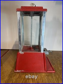 Vintage Red Dean Penny Arcade Products Co. 1 Cent Gumball Machine Tested Working