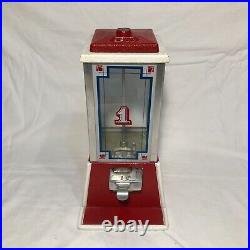 Vintage Red Dean Penny Arcade Products Co. 1 Cent Gumball Machine Tested Working