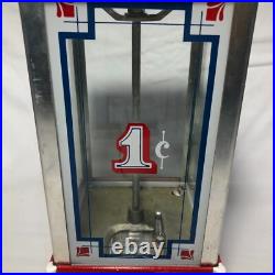 Vintage Red Dean Penny Arcade Products Co. 1 Cent Gumball Machine Tested Working