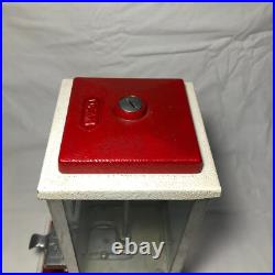 Vintage Red Dean Penny Arcade Products Co. 1 Cent Gumball Machine Tested Working