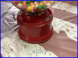 Vintage Red Ford Gum Ball Machine 1 Cent Penny With Plastic Globe & Lock