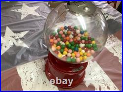 Vintage Red Ford Gum Ball Machine 1 Cent Penny With Plastic Globe & Lock