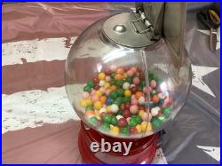Vintage Red Ford Gum Ball Machine 1 Cent Penny With Plastic Globe & Lock