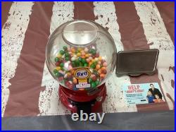 Vintage Red Ford Gum Ball Machine 1 Cent Penny With Plastic Globe & Lock