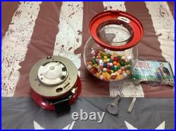 Vintage Red Ford Gum Ball Machine 1 Cent Penny With Plastic Globe & Lock