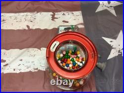 Vintage Red Ford Gum Ball Machine 1 Cent Penny With Plastic Globe & Lock