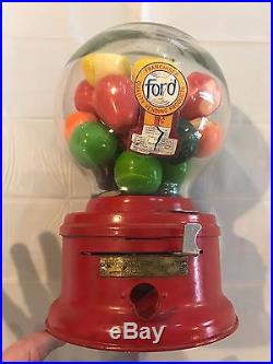 Vintage Red Ford Gumball Machine Glass Dome SN119689