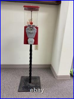 Vintage Red Gumball Machine with Metal Stand