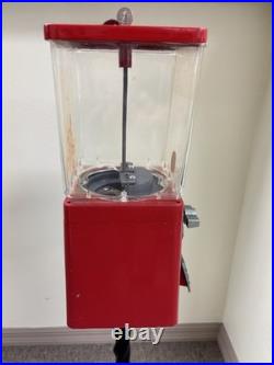 Vintage Red Gumball Machine with Metal Stand