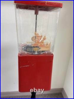 Vintage Red Gumball Machine with Metal Stand