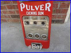 Vintage Red Porcelain PULVER CHEWING GUM Penny One Cent 3 column Vending Machine