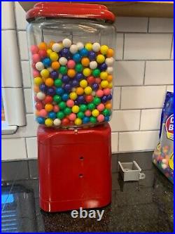 Vintage Restored Cherry Red Post WWII 50's Penny ¢ Gumball Machine by Acorn MFG