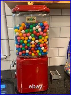 Vintage Restored Cherry Red Post WWII 50's Penny ¢ Gumball Machine by Acorn MFG