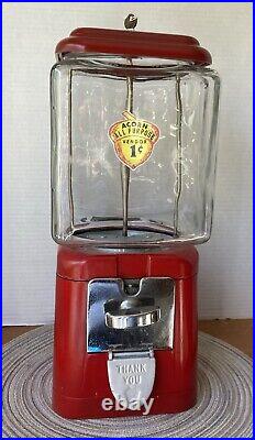 Vintage Retro Oak Acorn 1950's 1 Cent Gumball Machine Key & Lock