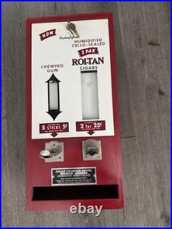 Vintage Roi-Tan Counter-matic Cigar & Chewing Gum Dispenser With Key's