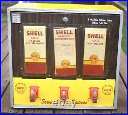 Vintage SHELL GAS STATION OIL Advertising Coin Operated Map Vending Machine