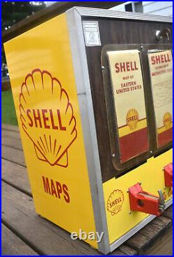 Vintage SHELL GAS STATION OIL Advertising Coin Operated Map Vending Machine