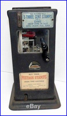 Vintage Schermack 3 Cent Stamp Machine 10 Cent Coin Operated Vending Postage