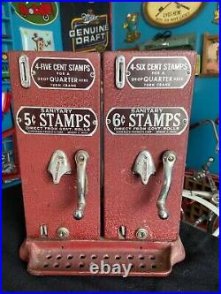 Vintage Schermack 5 & 6 cent Postage Stamp Vending Machine Double Machine