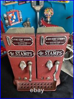 Vintage Schermack 5 & 6 cent Postage Stamp Vending Machine Double Machine