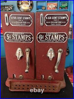 Vintage Schermack 5 & 6 cent Postage Stamp Vending Machine Double Machine
