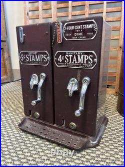 Vintage Schermack Postage Stamp Coin-op Vending Machine Dual Crank 4 5¢ Detroit