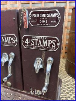 Vintage Schermack Postage Stamp Coin-op Vending Machine Dual Crank 4 5¢ Detroit