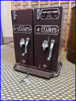 Vintage Schermack Postage Stamp Coin-op Vending Machine Dual Crank 4 5¢ Detroit