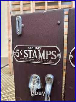 Vintage Schermack Postage Stamp Coin-op Vending Machine Dual Crank 4 5¢ Detroit