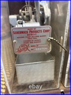 Vintage Schermack Postage Stamp Coin-op Vending Machine Dual Crank 4 5¢ Detroit
