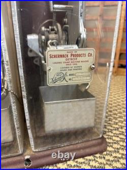 Vintage Schermack Postage Stamp Coin-op Vending Machine Dual Crank 4 5¢ Detroit