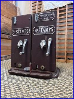 Vintage Schermack Postage Stamp Coin-op Vending Machine Dual Crank 4 5¢ Detroit