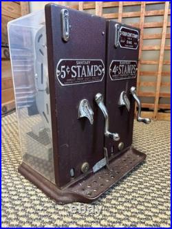 Vintage Schermack Postage Stamp Coin-op Vending Machine Dual Crank 4 5¢ Detroit