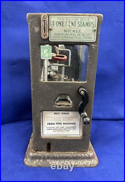 Vintage Schermack Stamp Vending Machine with Rare Ben Franklin 1 cent stamp