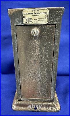 Vintage Schermack Stamp Vending Machine with Rare Ben Franklin 1 cent stamp