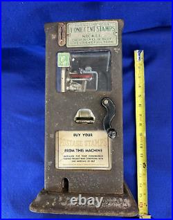 Vintage Schermack Stamp Vending Machine with Rare Ben Franklin 1 cent stamp