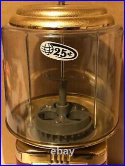 Vintage Seaga Gumball 25 Cent Gum Vending Machine with Key Red Works Great