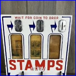 Vintage Shipman Mfg Postage Stamps Vending Machine Porcelain No Key